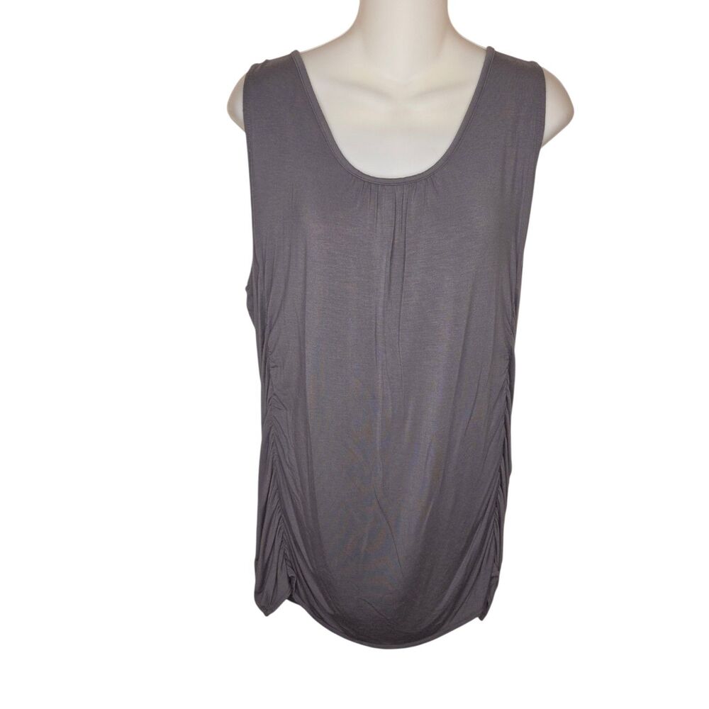 Sejour 2X Plus Size Gray Ruched Side Micro Modal Sleeveless Top